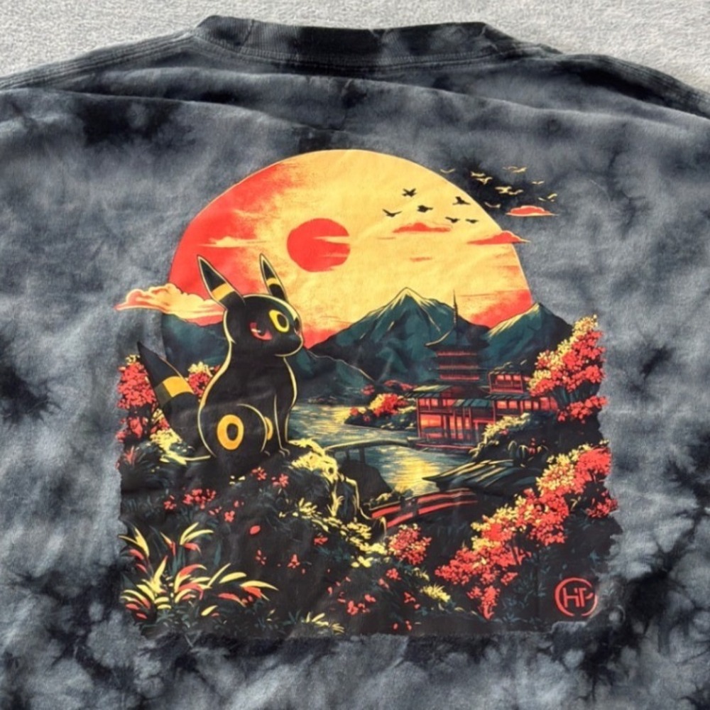 Happy Pixel Pokemon Umbreon Gen 2 Tie Dye Organic Cotton Graphic Tee Mens XL